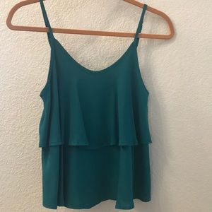 Lush Double Layer Emerald Green Blousy Top